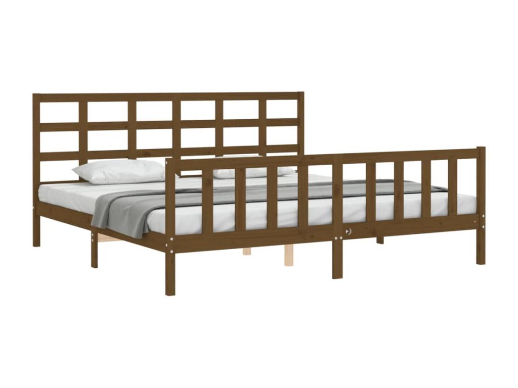 Brown Solid Wood Bed Frame, 200 x 200 cm