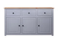 Gray Pine Wood Sideboard, 135 x 40 x 80 cm