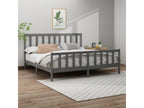 Gray Pine Wood Bed Frame, 200 x 200 cm