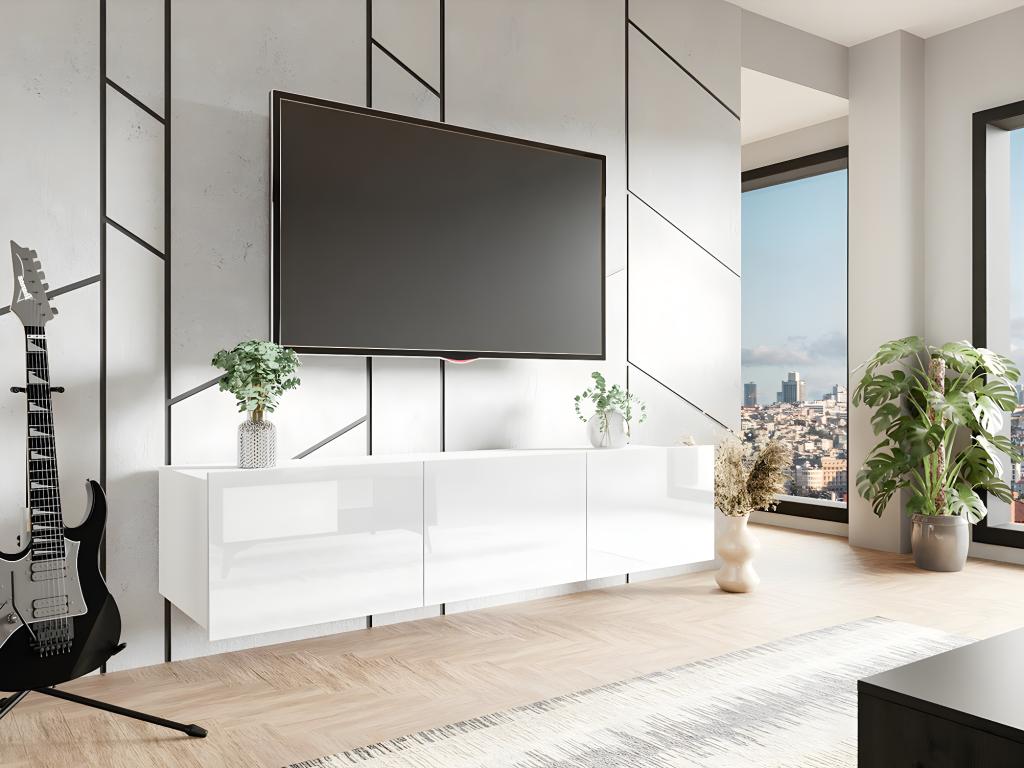 White TV Stand, 150 x 37 x 43 cm