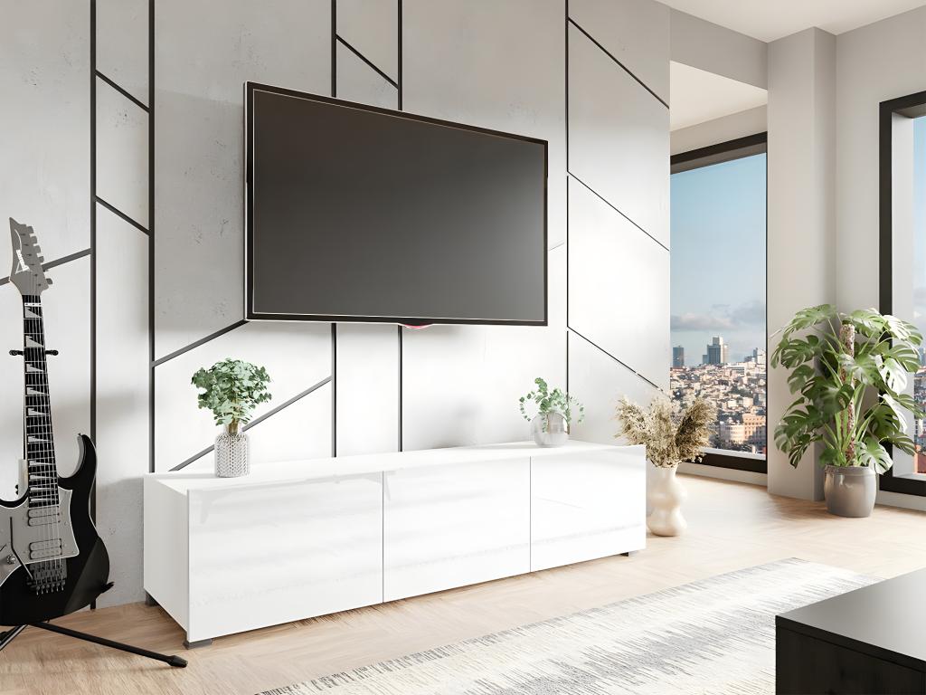 White TV Stand, 150 x 37 x 43 cm