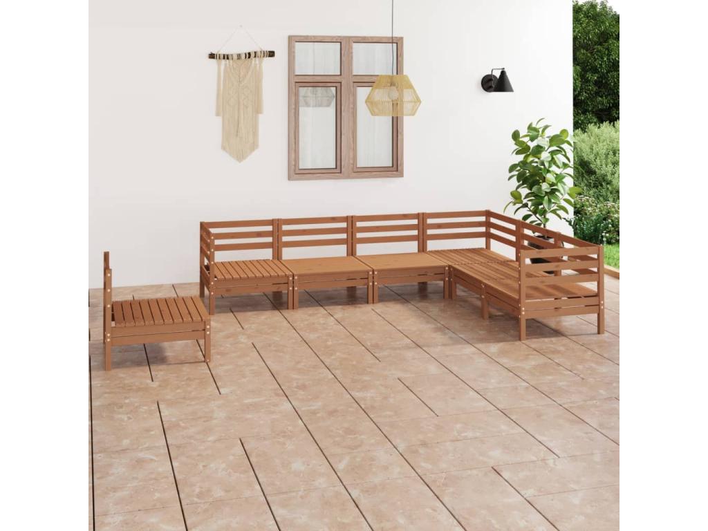 Brown Pine Wood Outdoor Furniture Set - dlz1766586020546