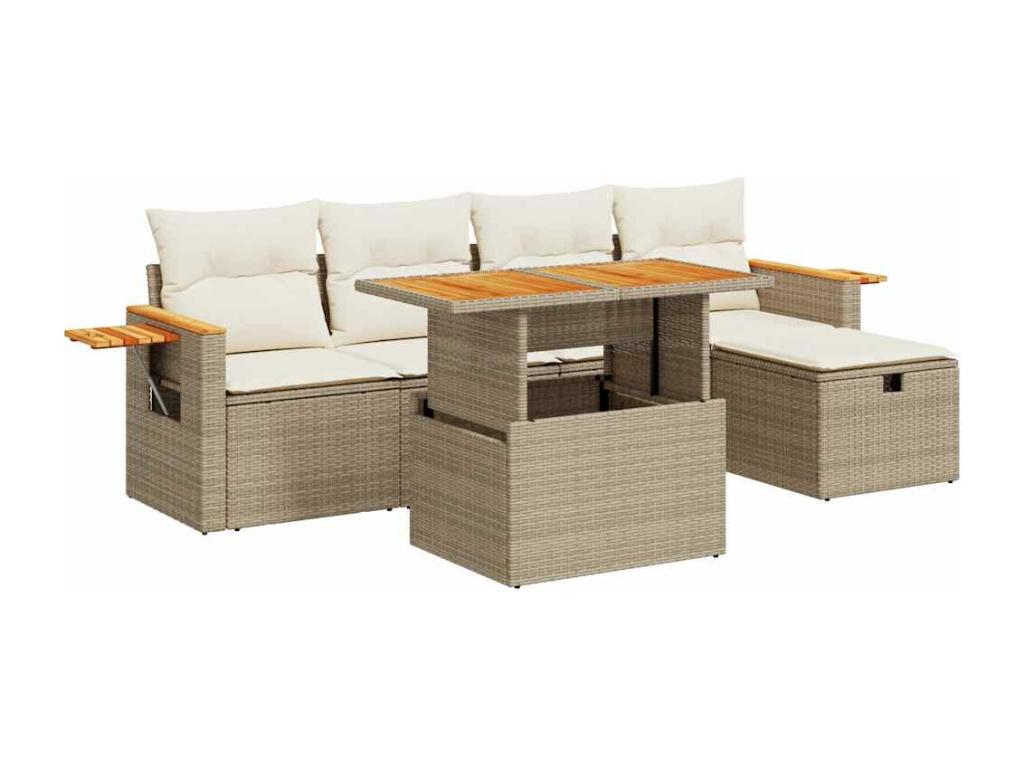 Beige Woven Resin Wicker Outdoor Furniture Set - dlz1766585734561