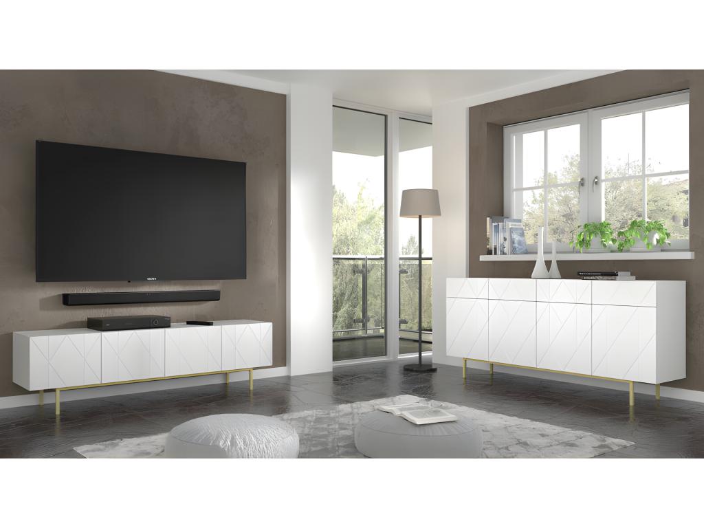 White TV Stand, 180 x 42 x 51 cm