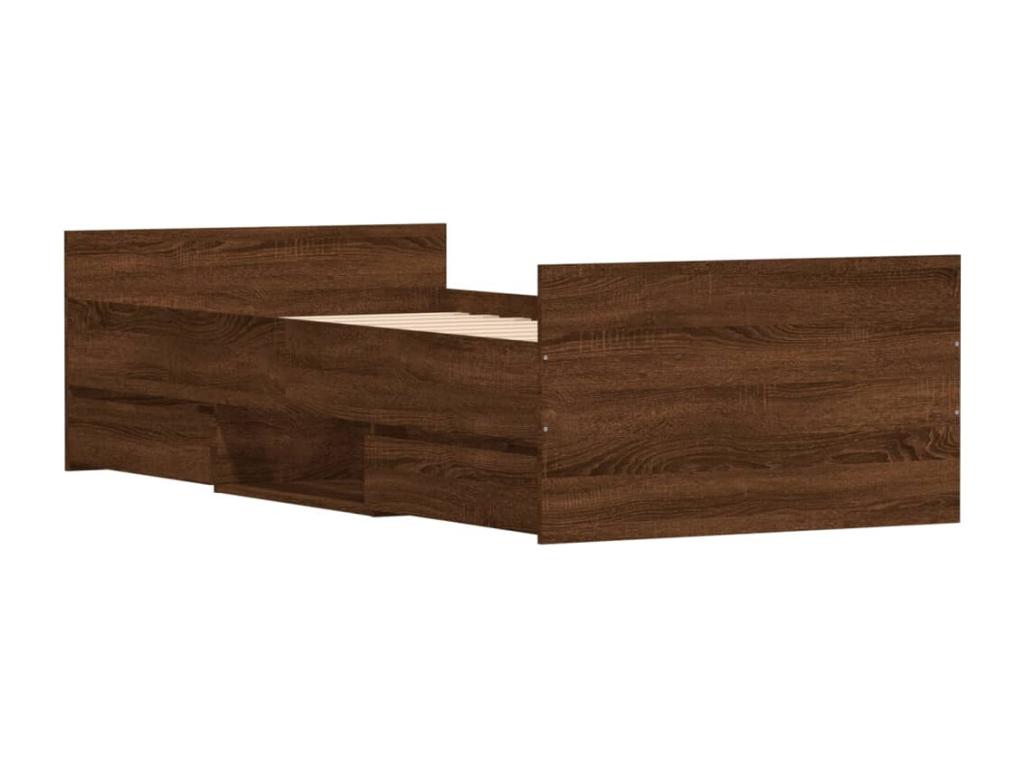 Brown Oak Wood Bed Frame, 90 x 190 cm