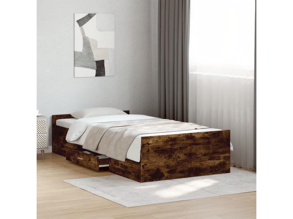 Brown Engineered Wood Bed Frame, 90 x 190 cm