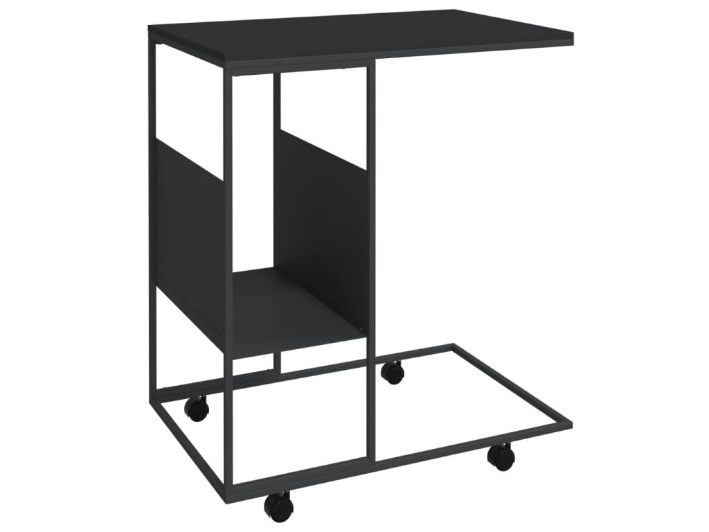 Black Engineered Wood Side Table, 55 x 36 x 63.5 cm