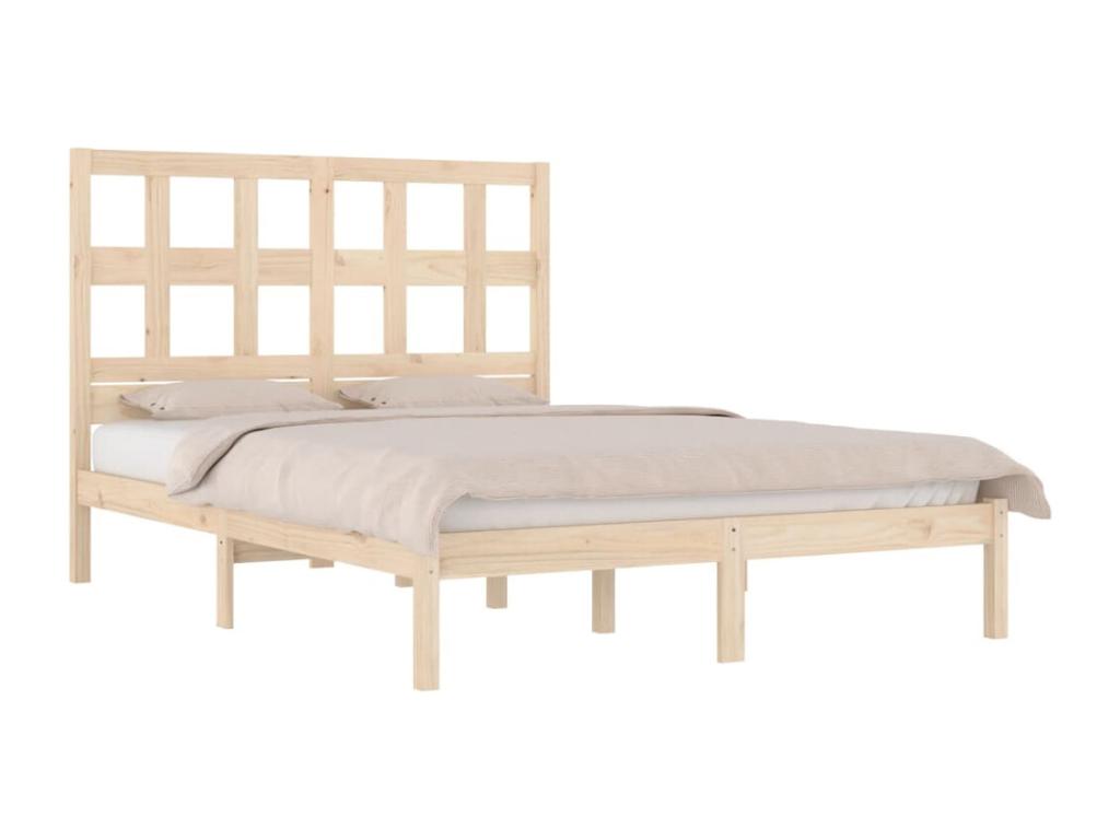 Brown Pine Wood Bed Frame, 120 x 190 cm