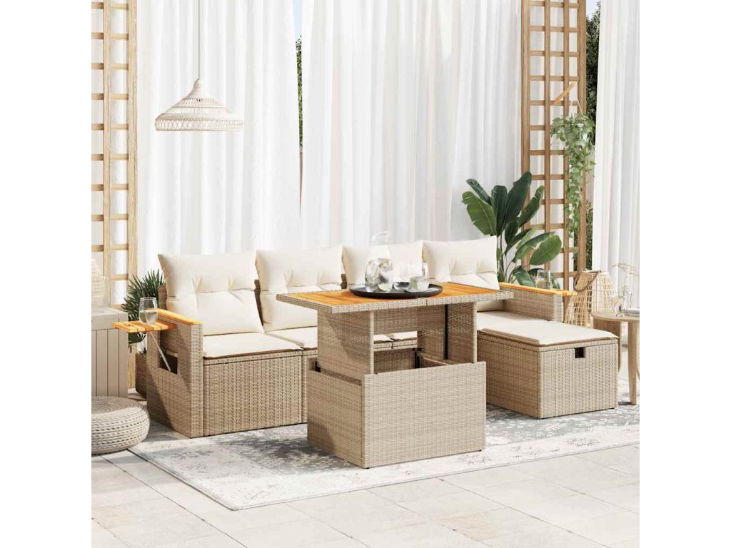 Beige Woven Resin Wicker Outdoor Furniture Set - dlz1766585734561