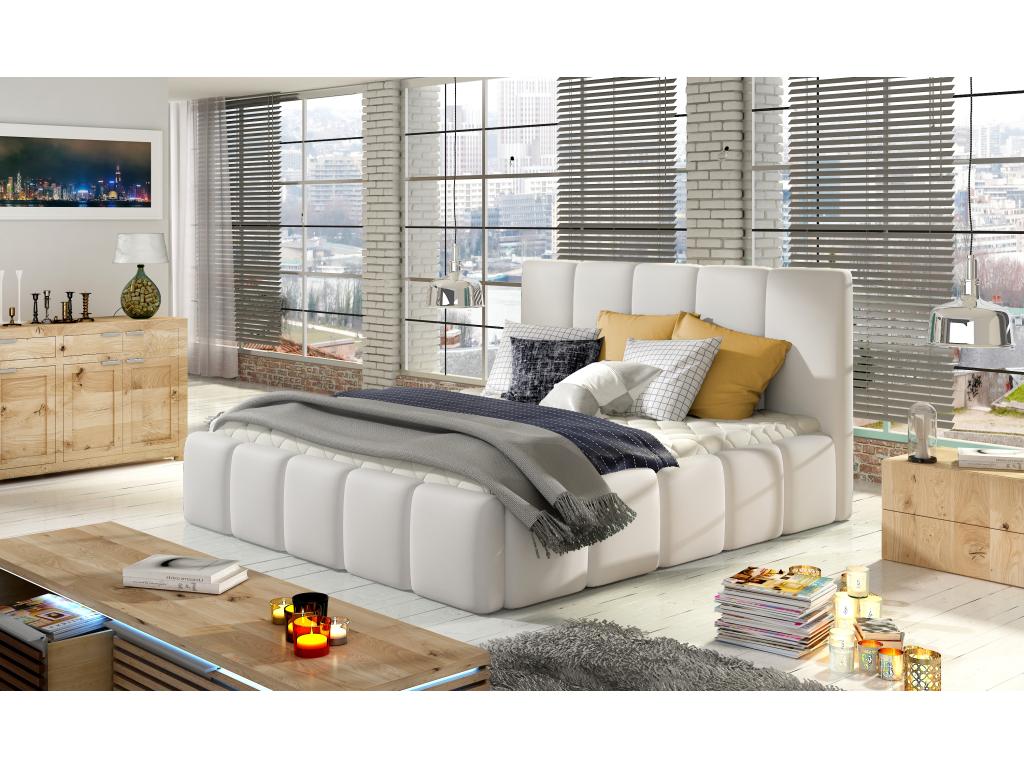 White Leather Bed, 180 x 200 cm