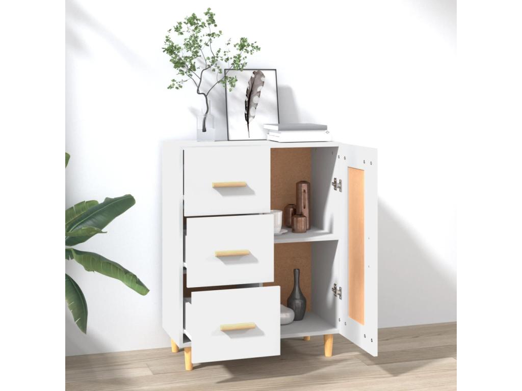 White Engineered Wood Sideboard, 69.5 x 34 x 90 cm