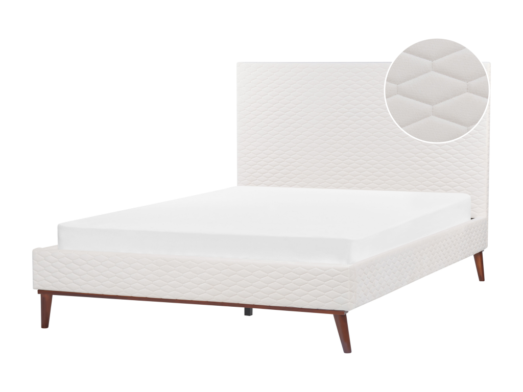 White Velvet Bed, 160 x 200 cm