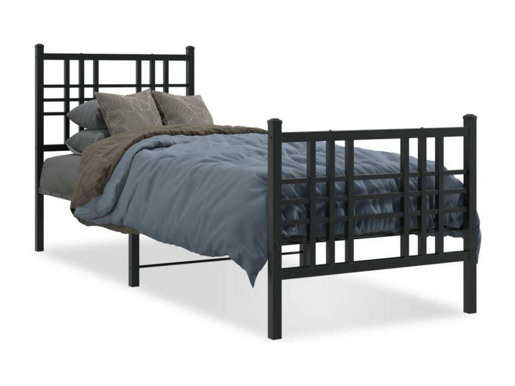 Black Metal Bed Frame, 80 x 200 cm
