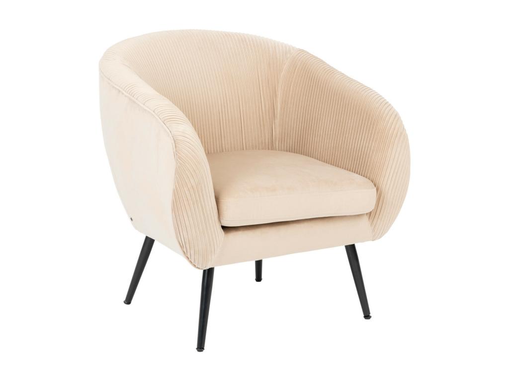 Beige Velvet Accent Chair