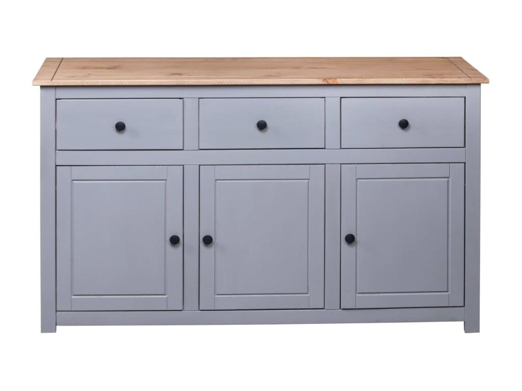 Gray Pine Wood Sideboard, 135 x 40 x 80 cm