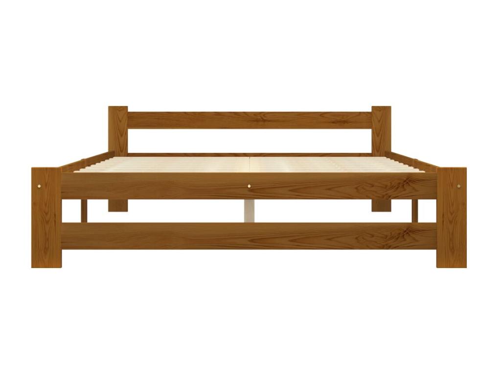 Natural Pine Wood Bed, 120 x 200 cm