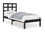 Black Solid Wood Bed Frame, 75 x 190 cm