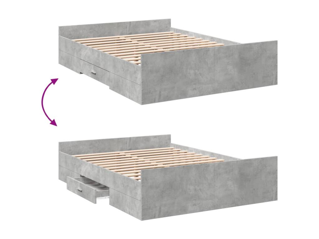 Gray Engineered Wood Bed Frame, 135 x 190 cm